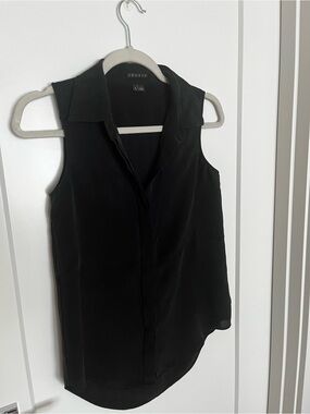Theory Black Sleeveless Collared Camisole